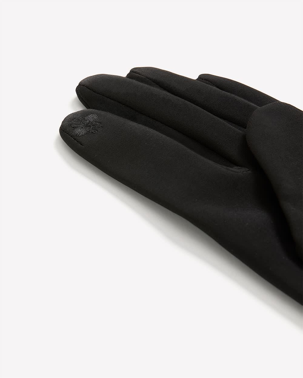 Knitted Dressy Gloves with Bow at Wrist Black