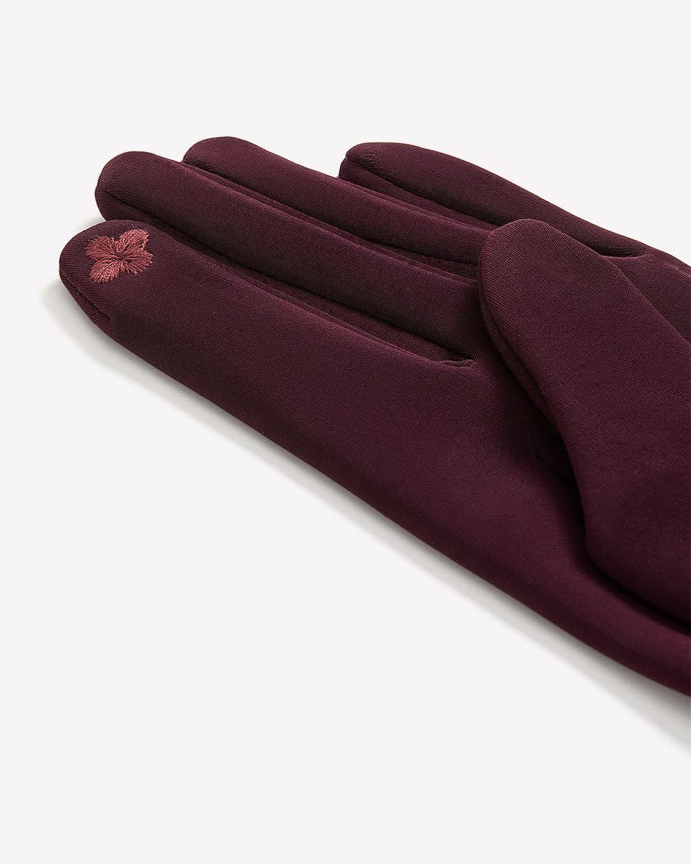 Knitted Dressy Gloves with Bow at Wrist Burgundy