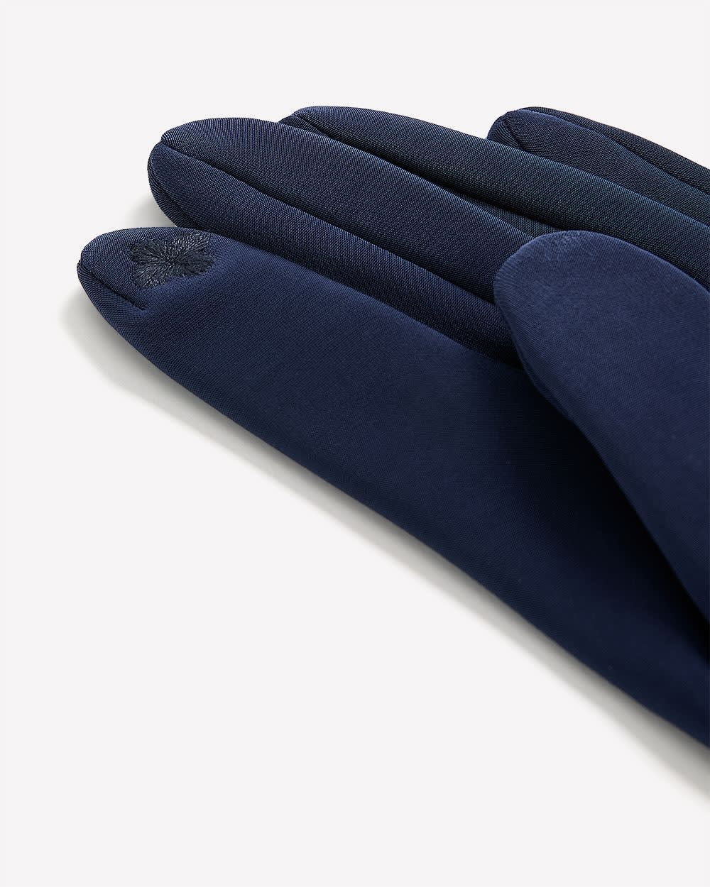 Knitted Dressy Gloves with Bow at Wrist Navy