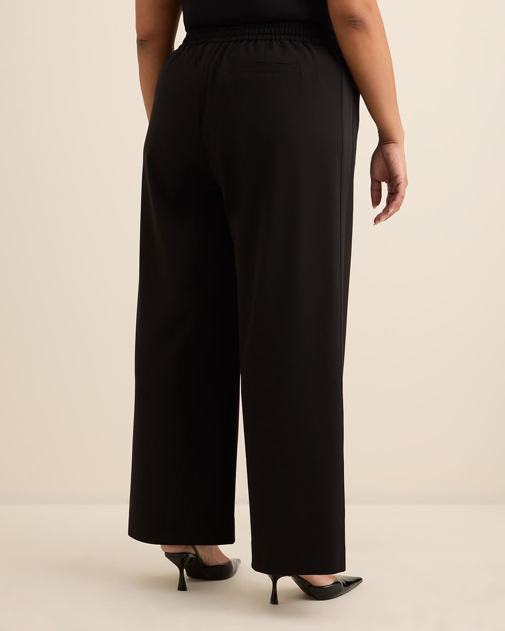 Black Pull-On Tuxedo Wide-Leg Pant Black