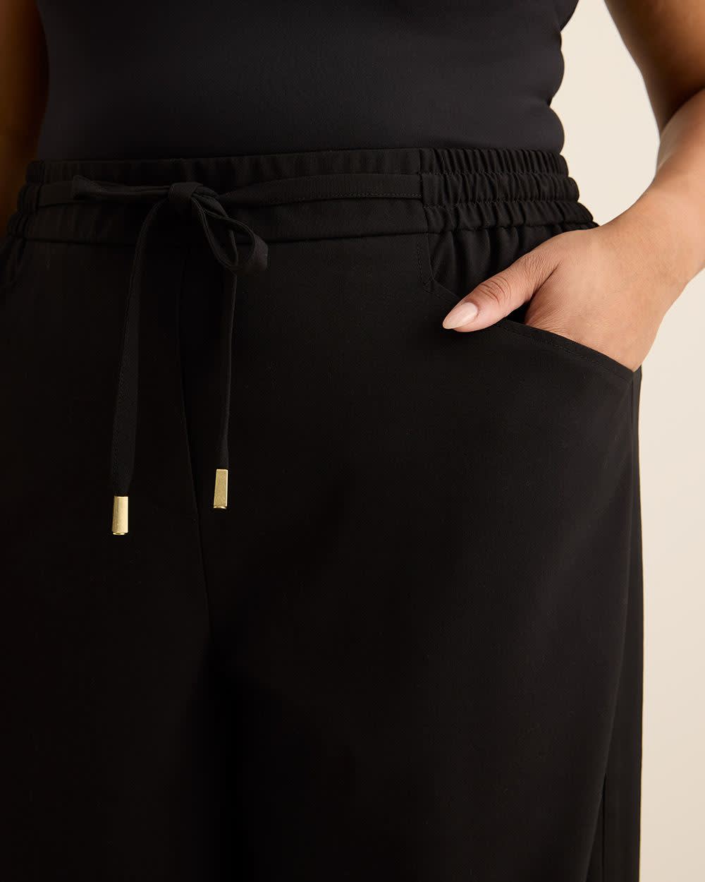Black Pull-On Tuxedo Wide-Leg Pant Black