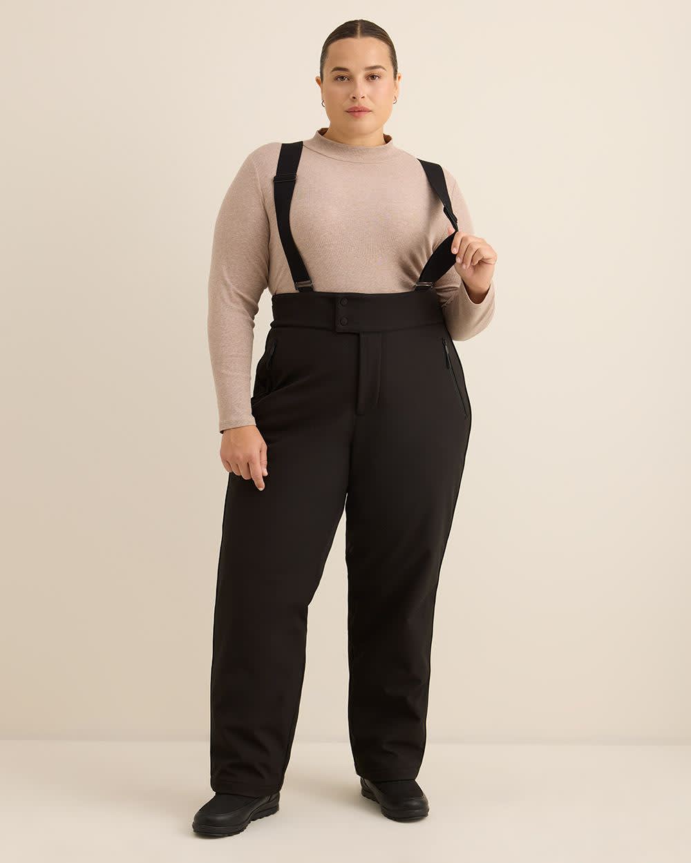 Black Snow Pants with Suspenders - Active Zone Black