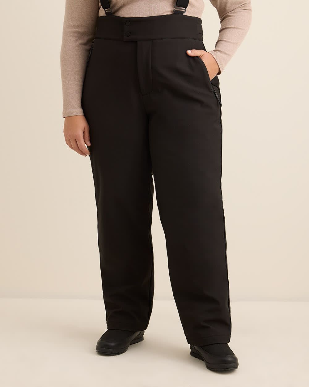 Black Snow Pants with Suspenders - Active Zone Black