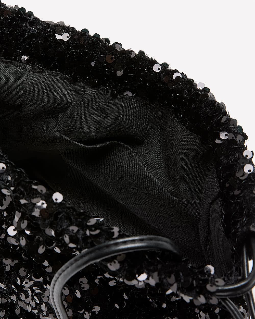 Black Velvet and Sequins Crossbody Pouch Black