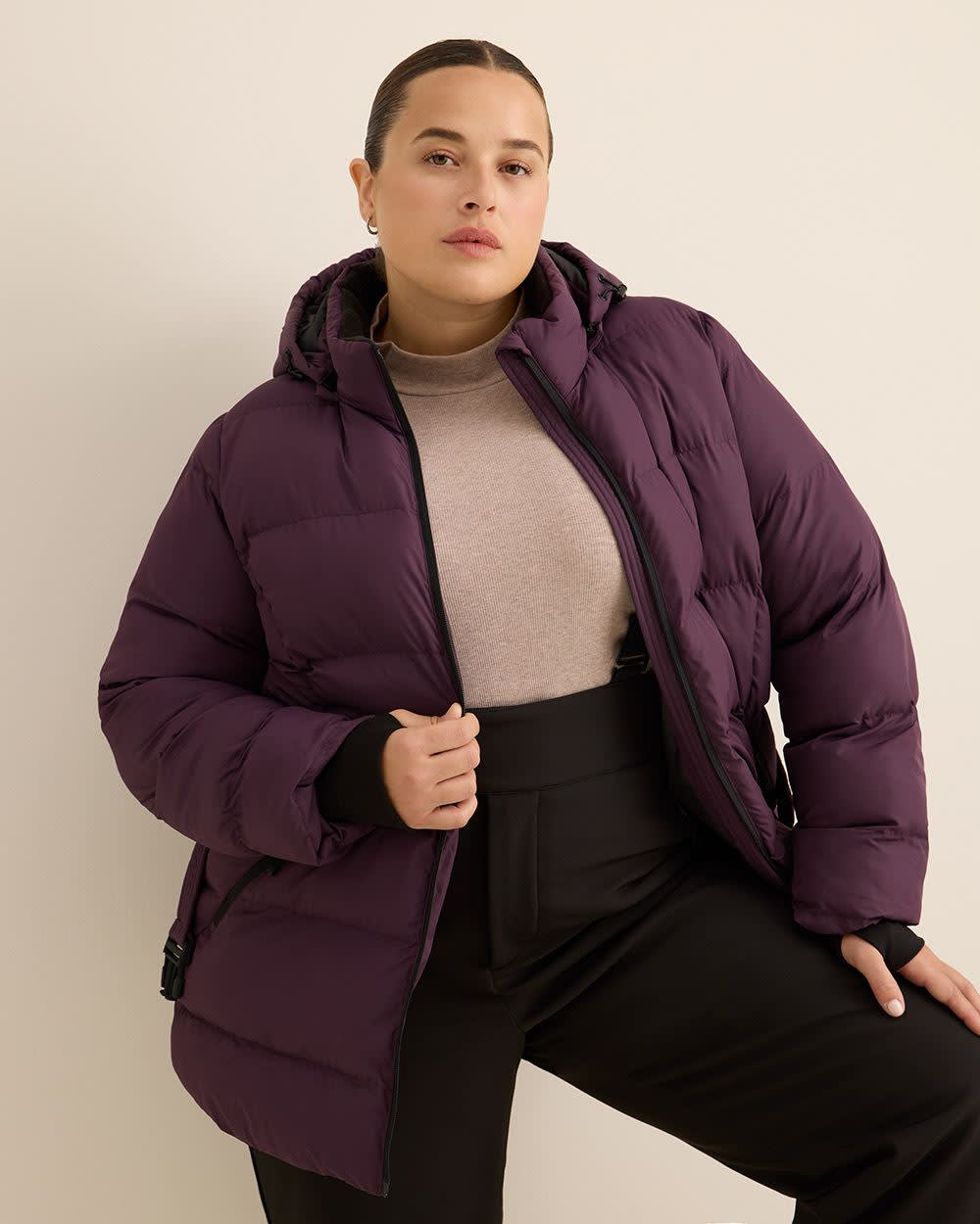 Responsible, Purple Belted Snow Jacket - Active Zone Plum perfect