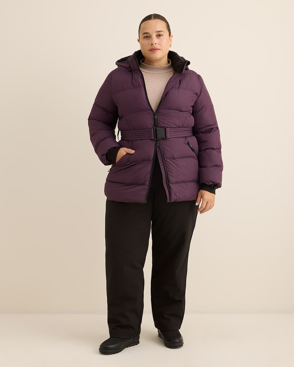Responsible, Purple Belted Snow Jacket - Active Zone Plum perfect