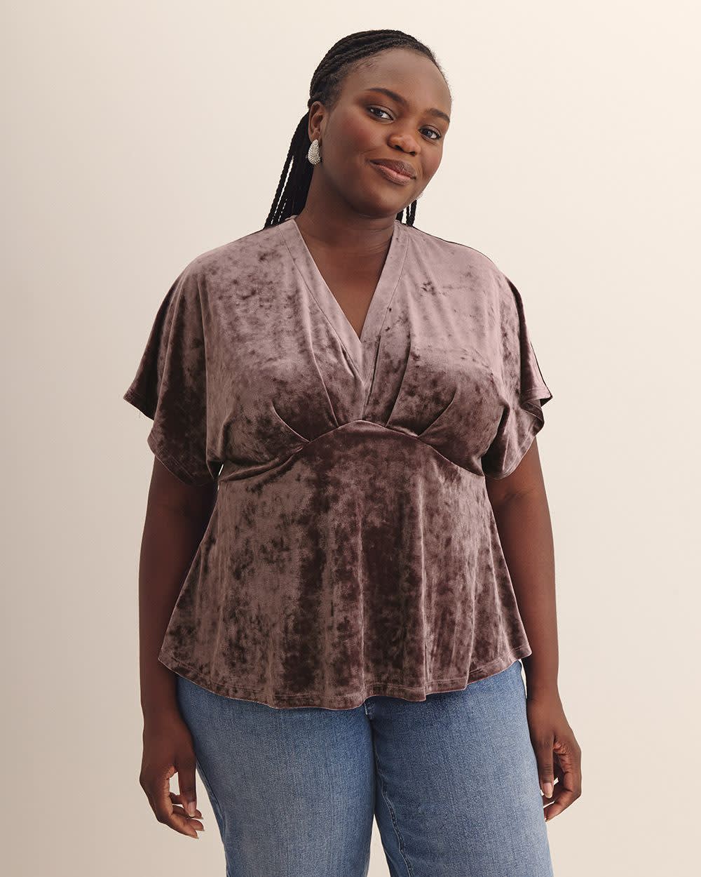 Fit-and-Flare Velvet Knit Top - Addition Elle Ephemera