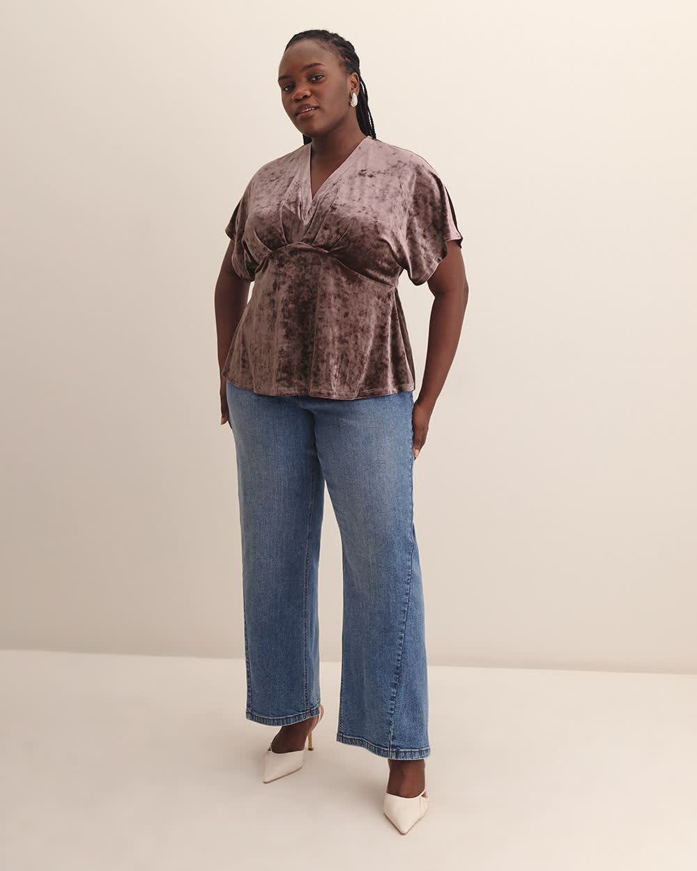 Fit-and-Flare Velvet Knit Top - Addition Elle Ephemera