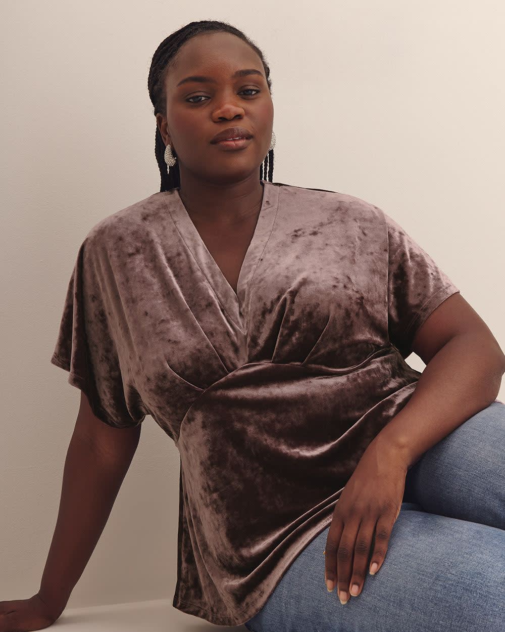 Fit-and-Flare Velvet Knit Top - Addition Elle Ephemera 4 Fit-and-Flare Velvet Knit Top - Addition Elle Ephemera