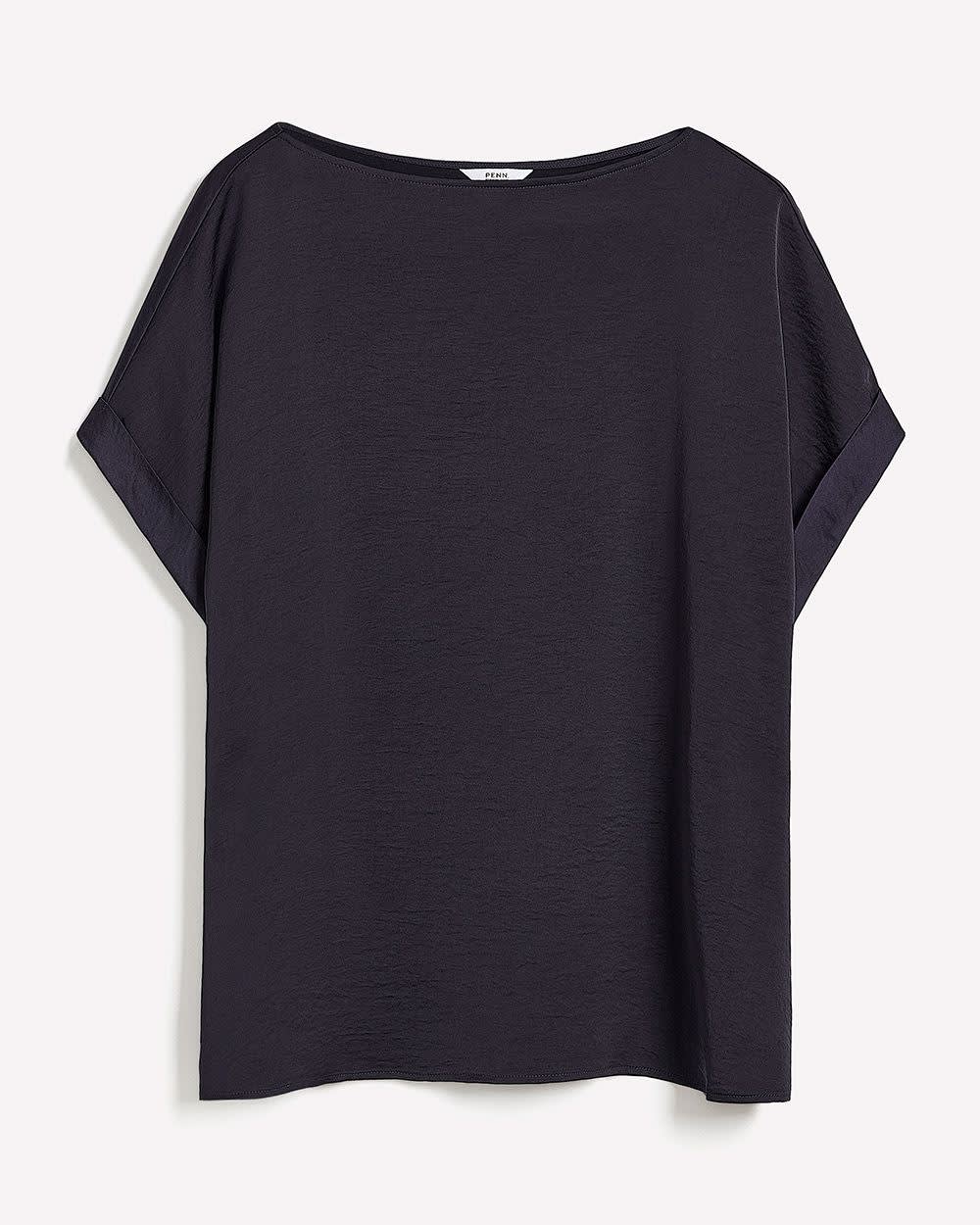 Satin Boat-Neck T-Shirt Blouse Inkling 6 Satin Boat-Neck T-Shirt Blouse Inkling