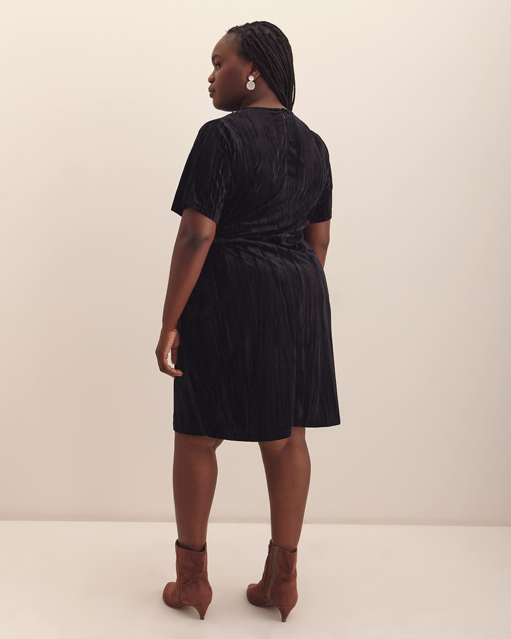 Velvet T-Shirt Dress with Side Knot Black 4 Velvet T-Shirt Dress with Side Knot Black