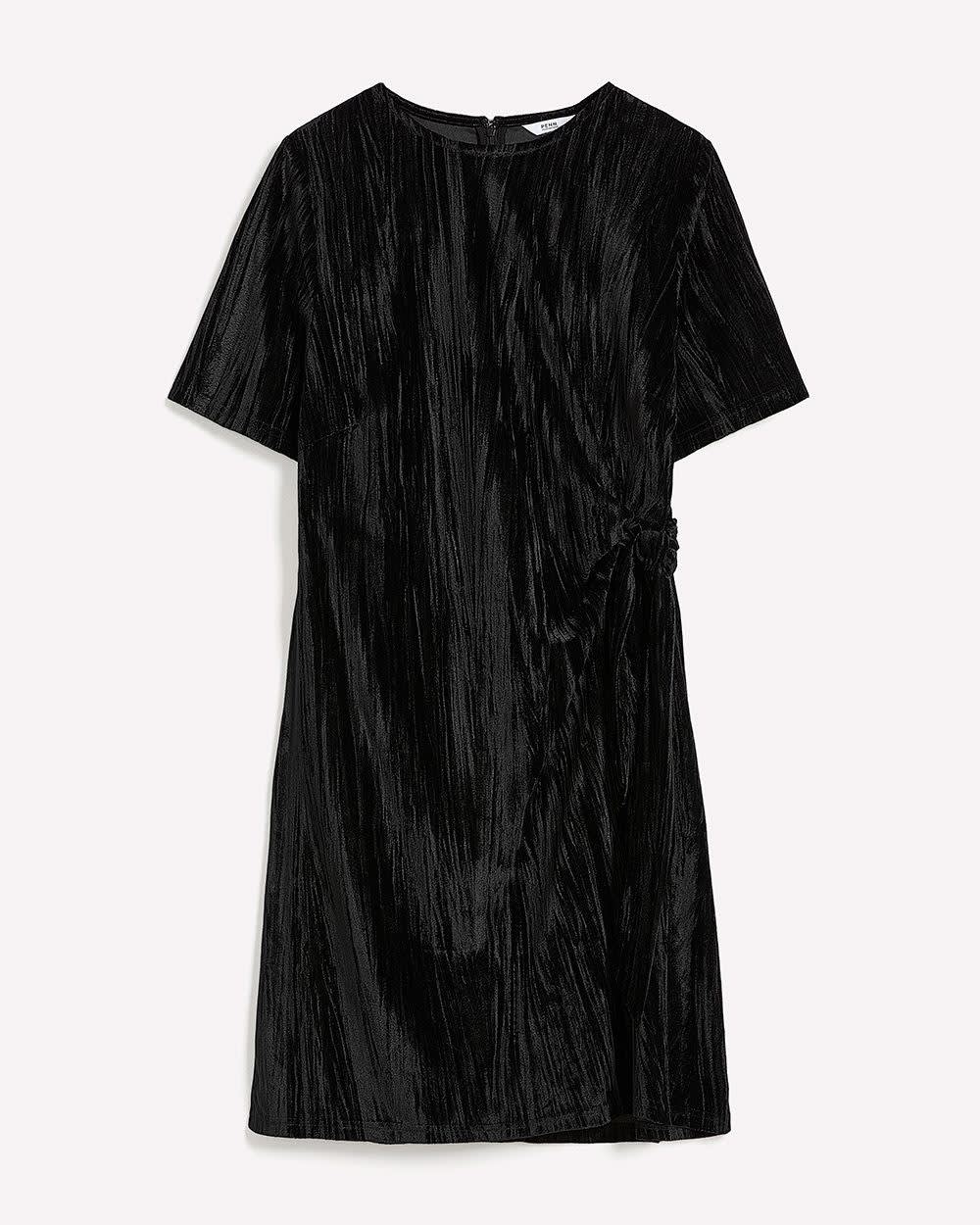 Velvet T-Shirt Dress with Side Knot Black 6 Velvet T-Shirt Dress with Side Knot Black