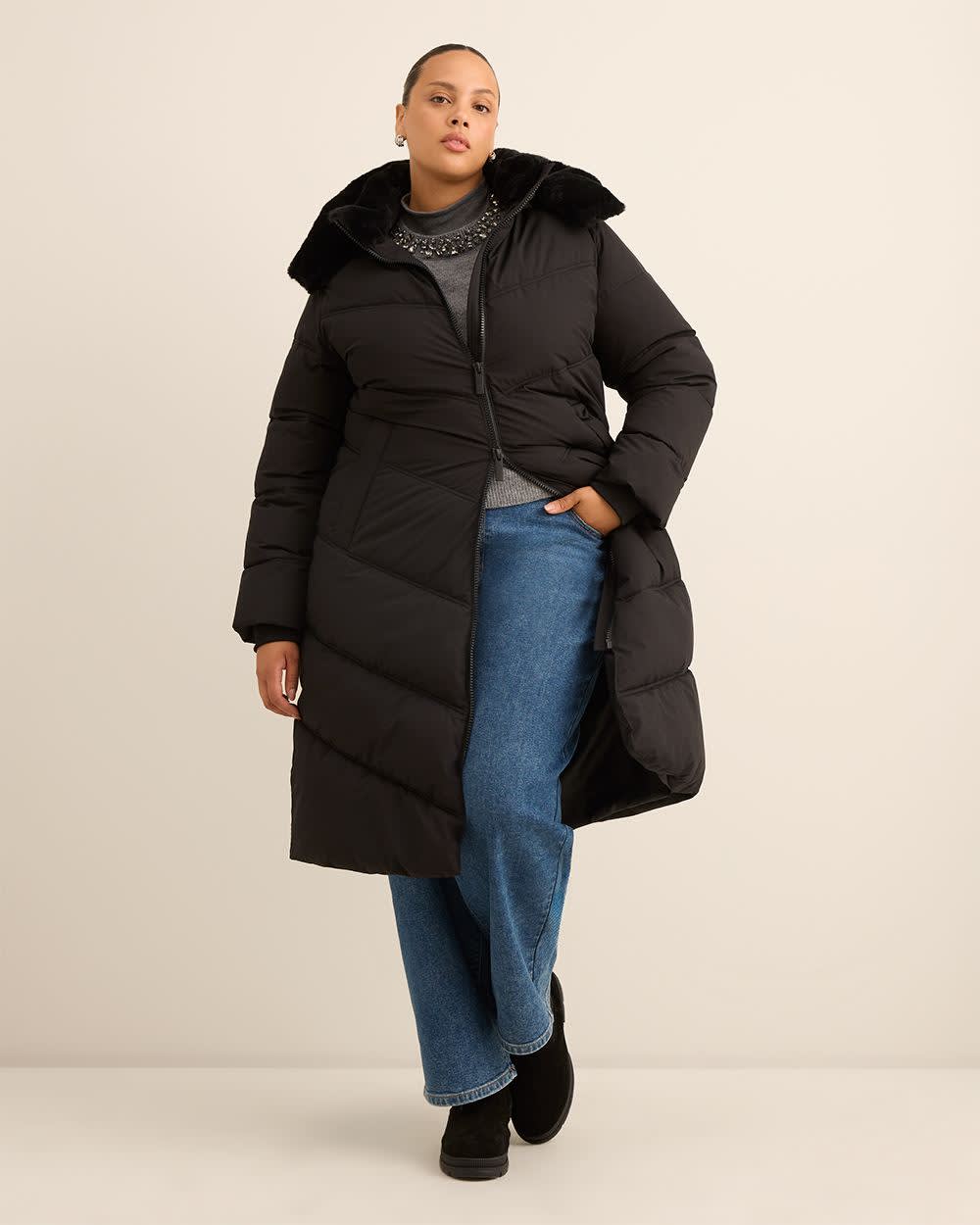 Responsible, Long Puffer Jacket Black