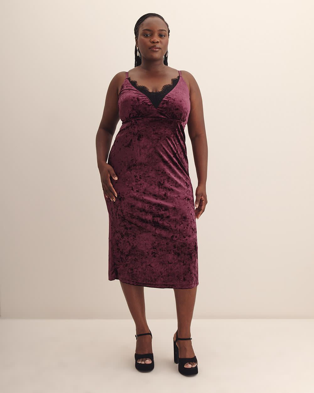 Responsible, Sleeveless Midi Dress with Laced V-Neck - Addition Elle Winetasting