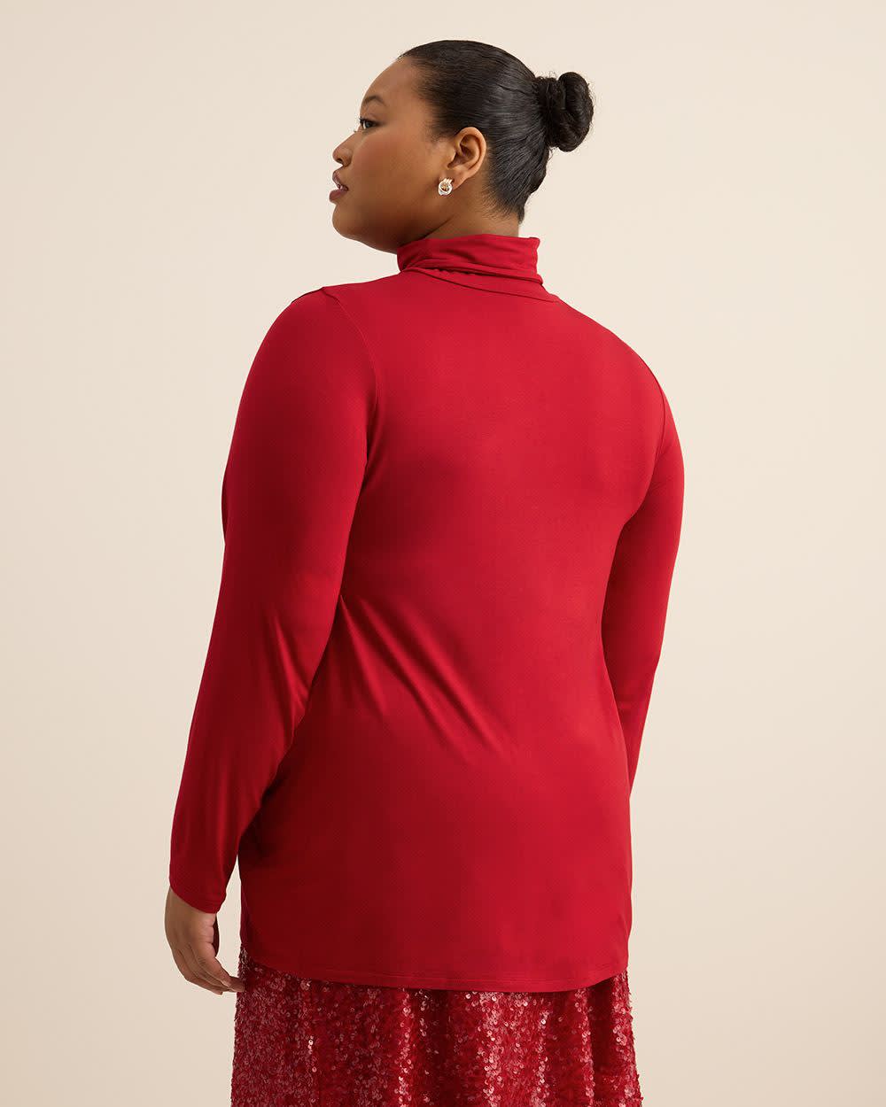 Red Long-Sleeve Knit Turtleneck - PENN. Essentials Savvy red