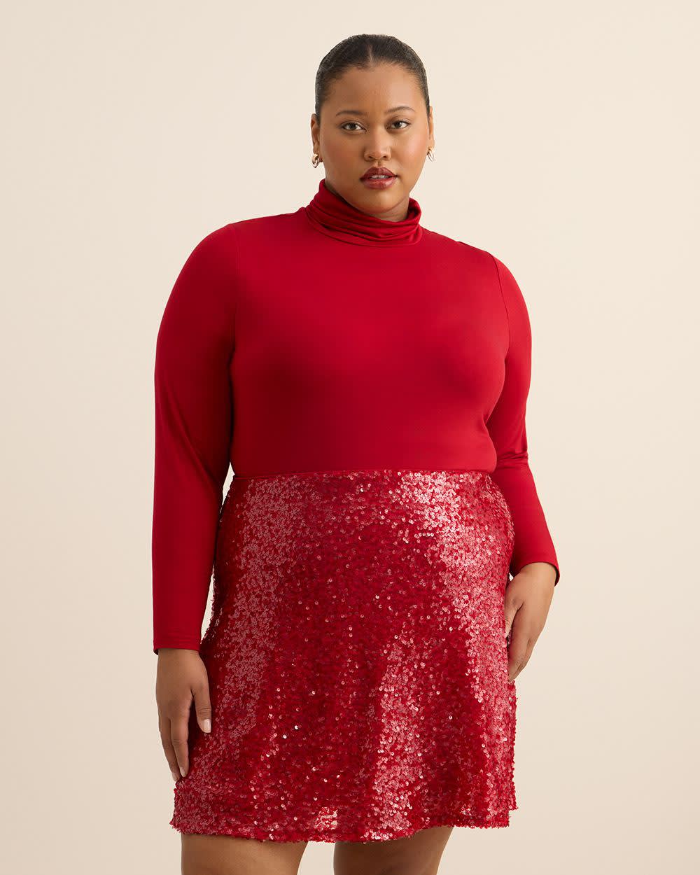 Red Long-Sleeve Knit Turtleneck - PENN. Essentials Savvy red