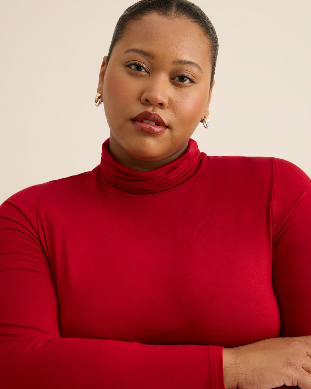 Red Long-Sleeve Knit Turtleneck - PENN. Essentials Savvy red