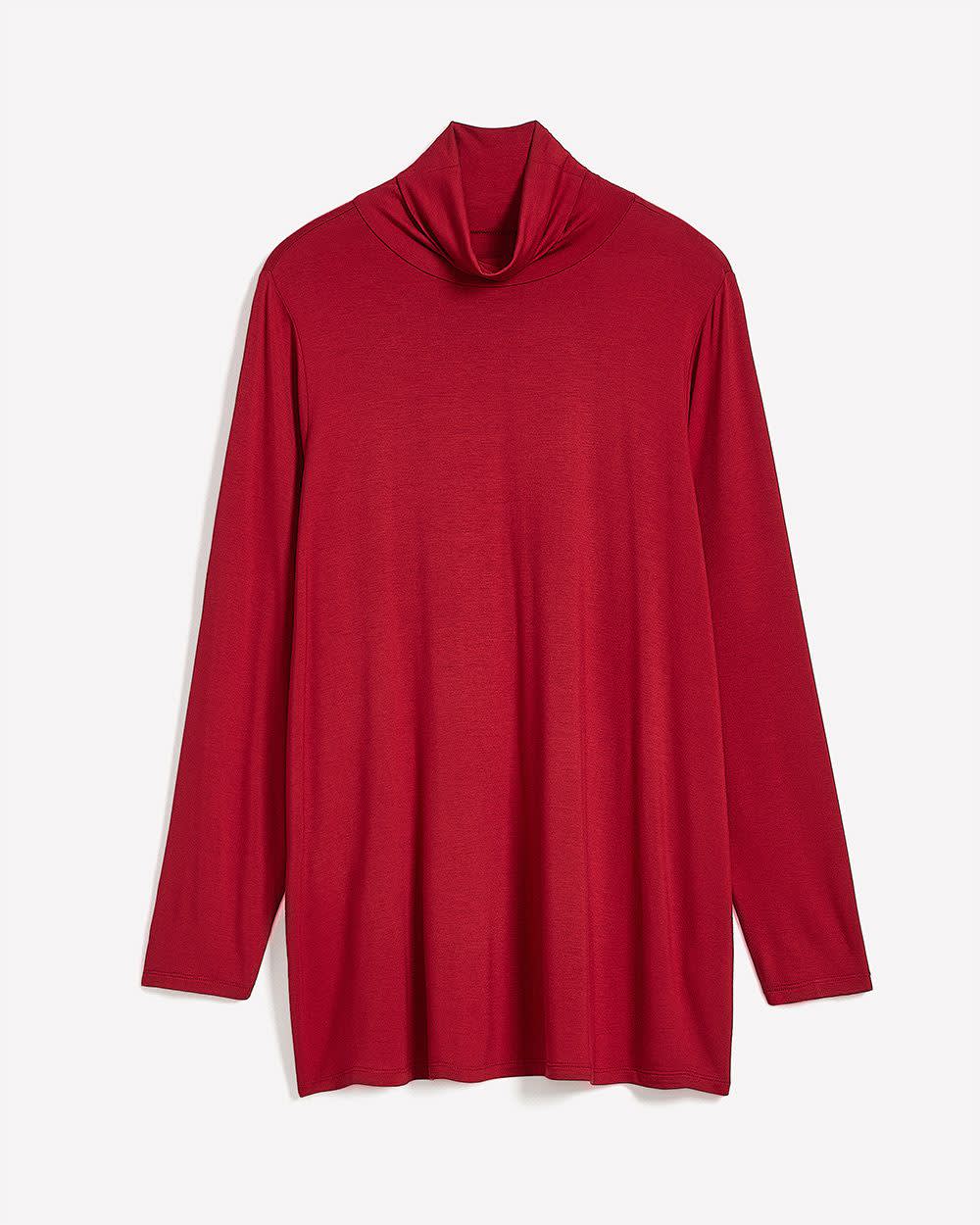 Red Long-Sleeve Knit Turtleneck - PENN. Essentials Savvy red