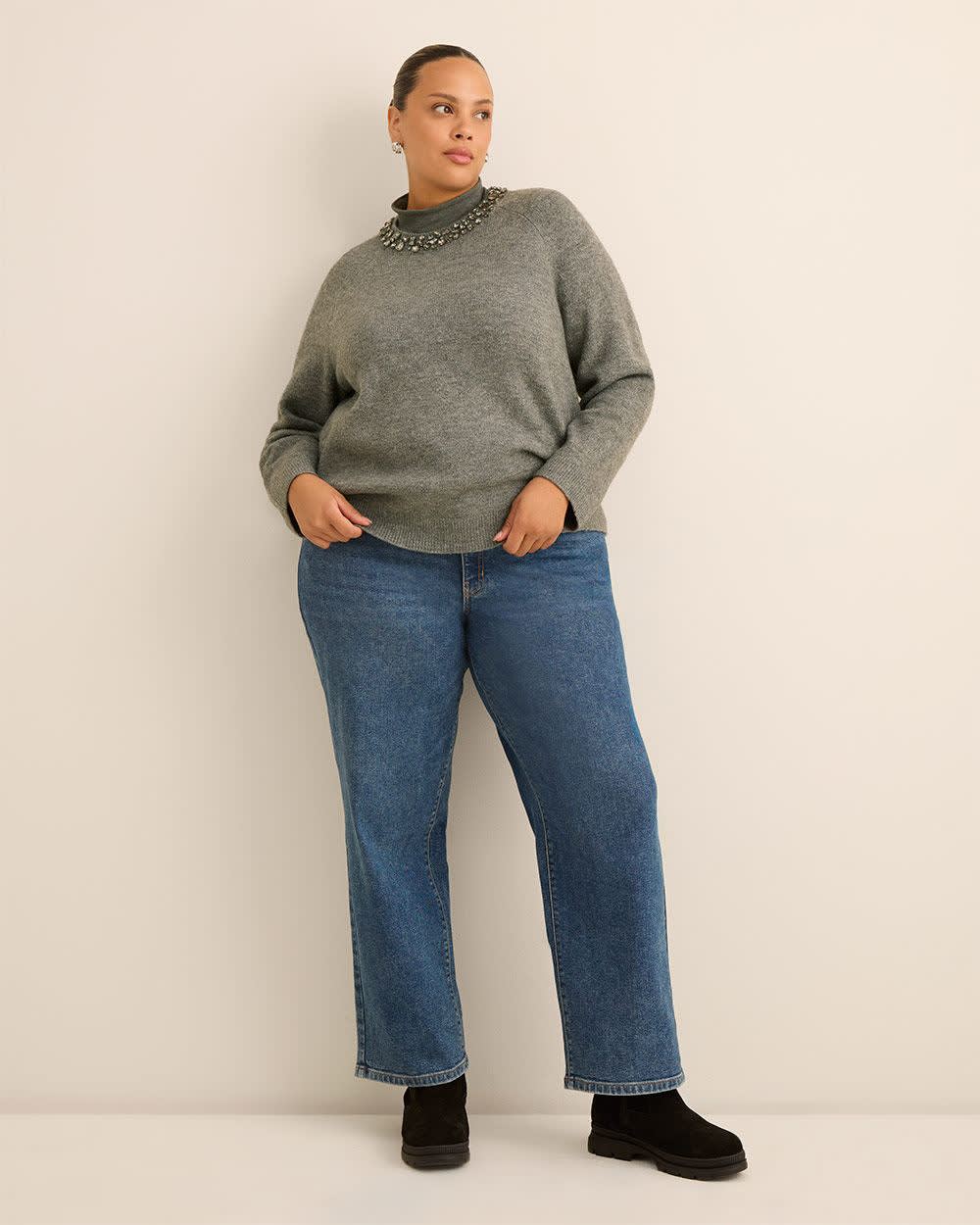 Jewel Crewneck Sweater Med grey mix 2 Jewel Crewneck Sweater Med grey mix