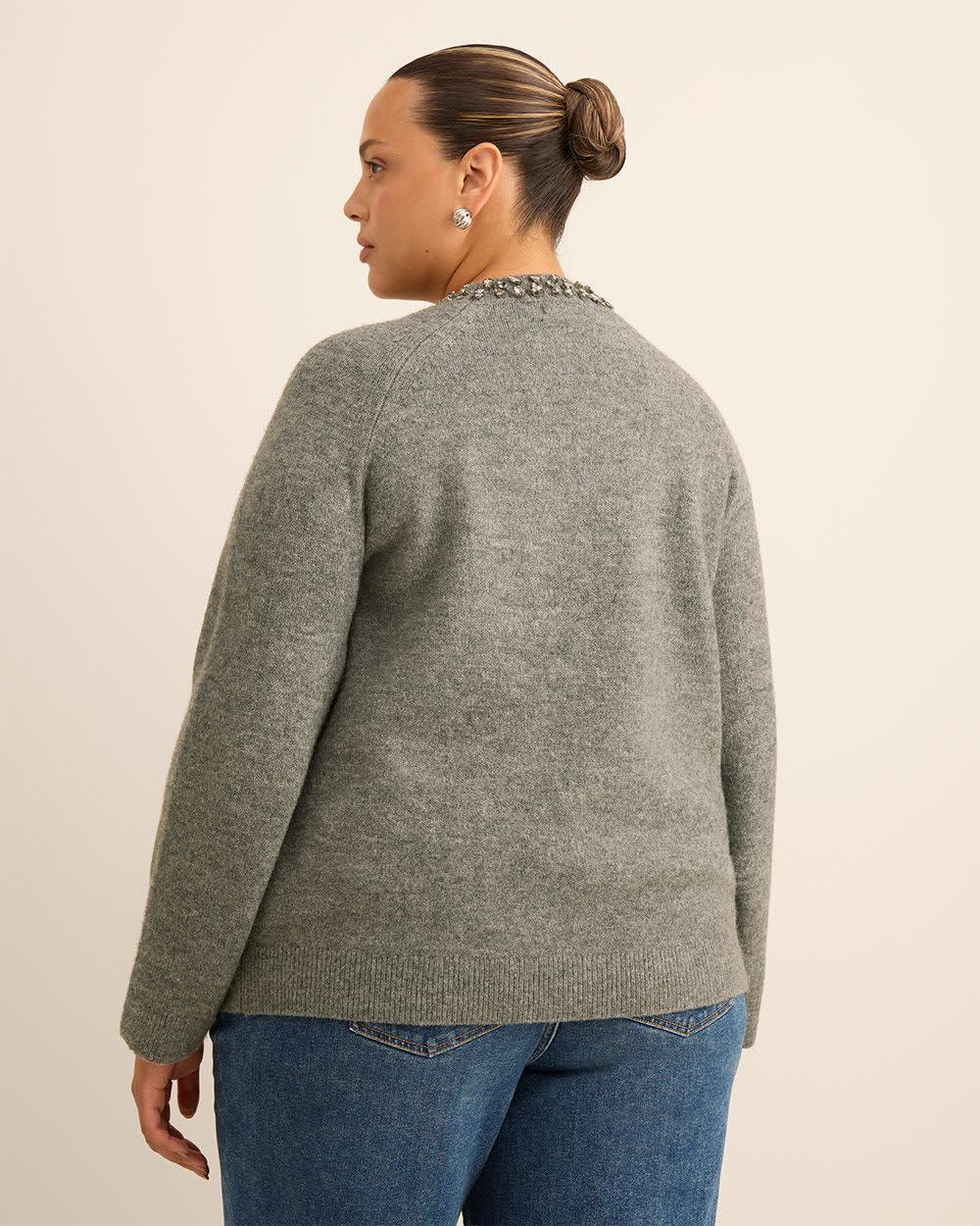 Jewel Crewneck Sweater Med grey mix 3 Jewel Crewneck Sweater Med grey mix