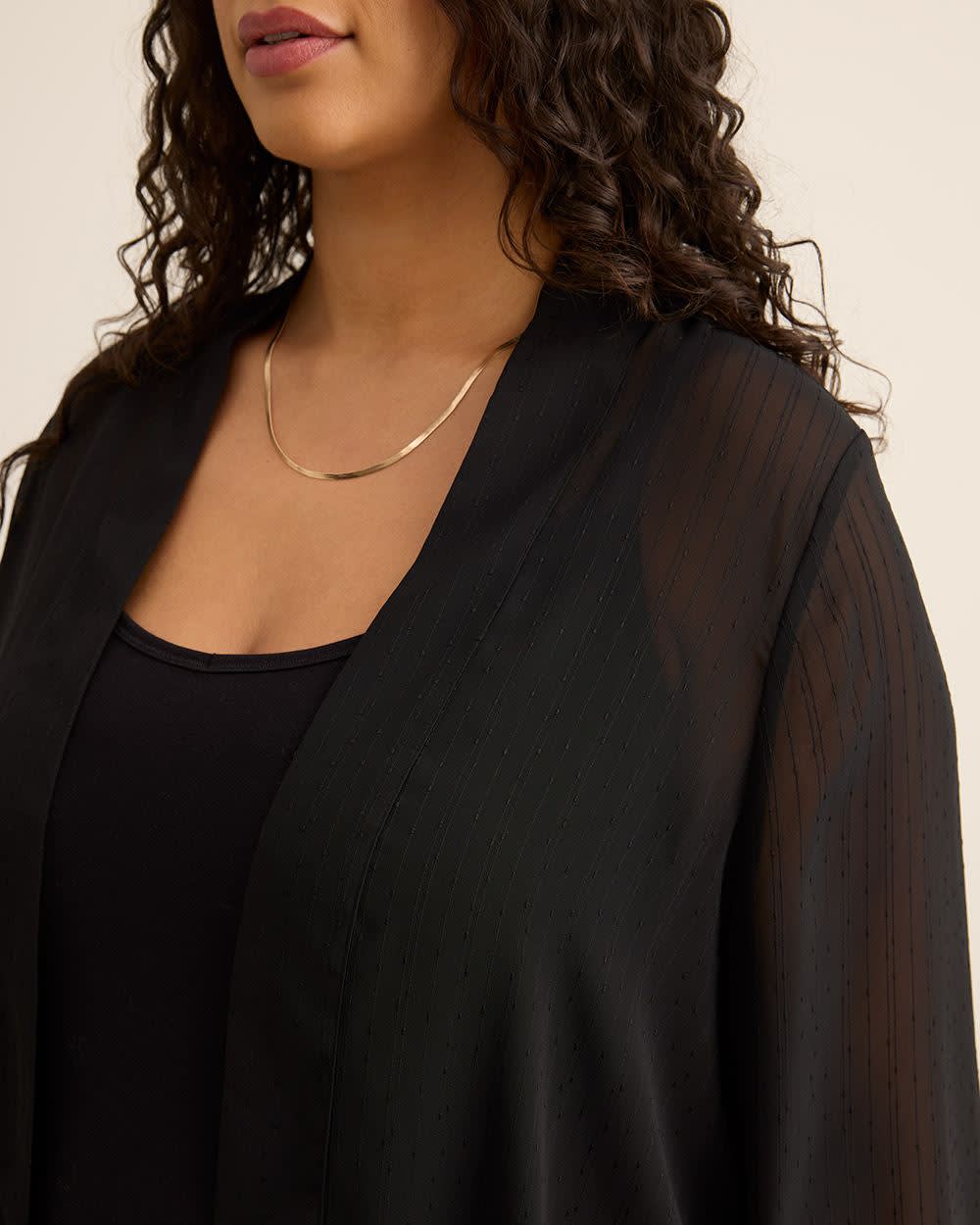 Open Overpiece with 3/4 Sleeves Black