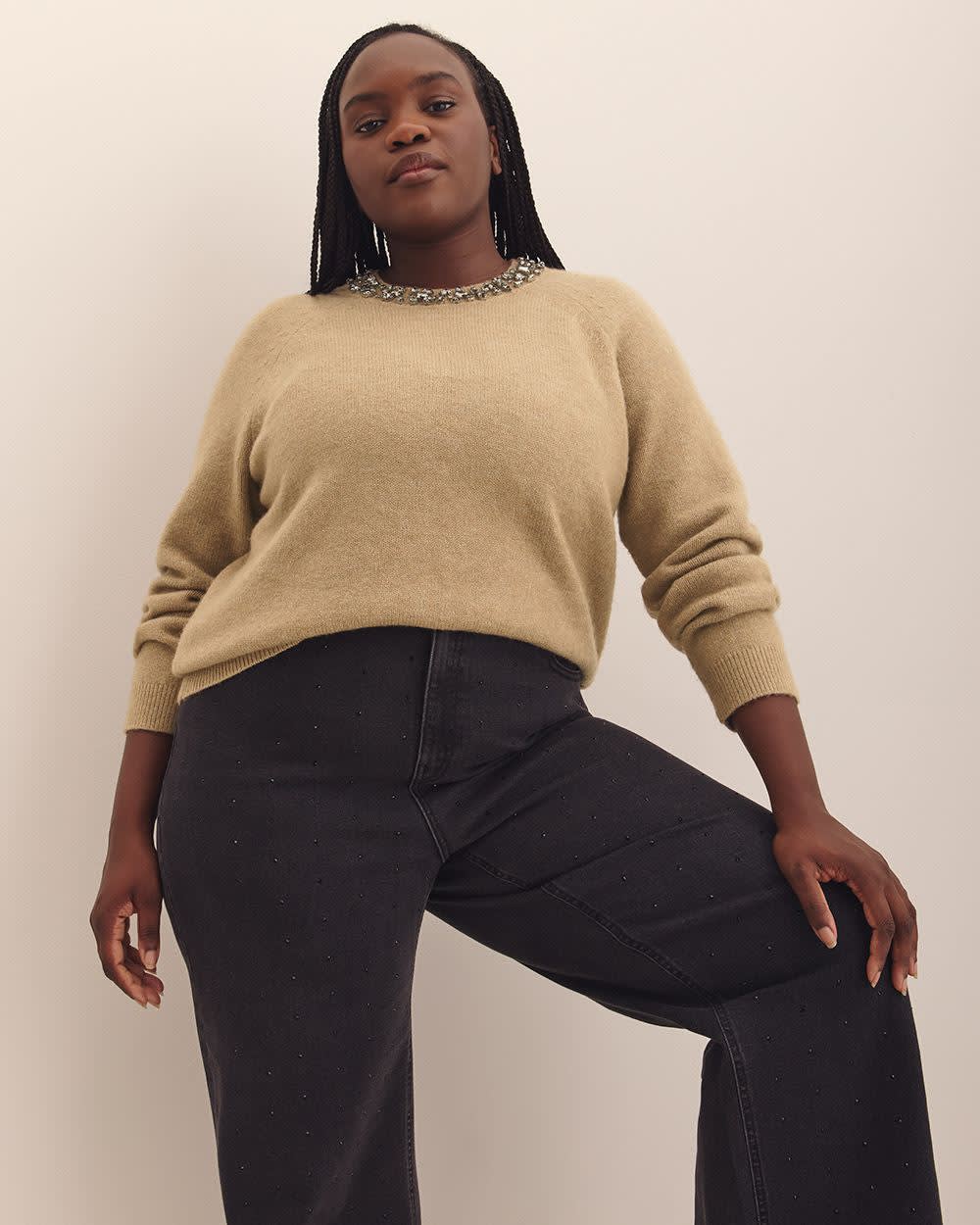 Jewel Crewneck Sweater Light oat mix 1 Jewel Crewneck Sweater Light oat mix