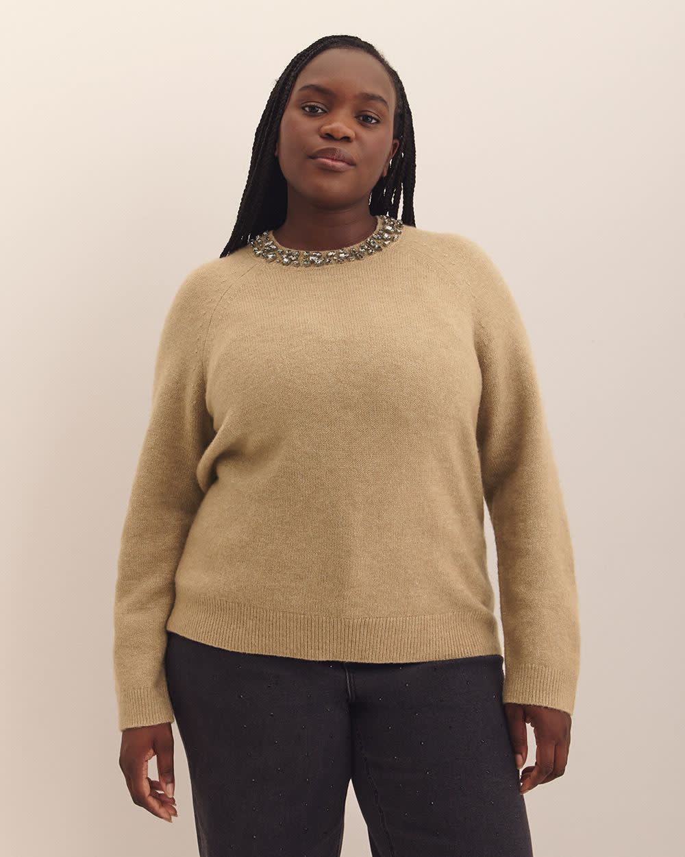 Jewel Crewneck Sweater Light oat mix 4 Jewel Crewneck Sweater Light oat mix