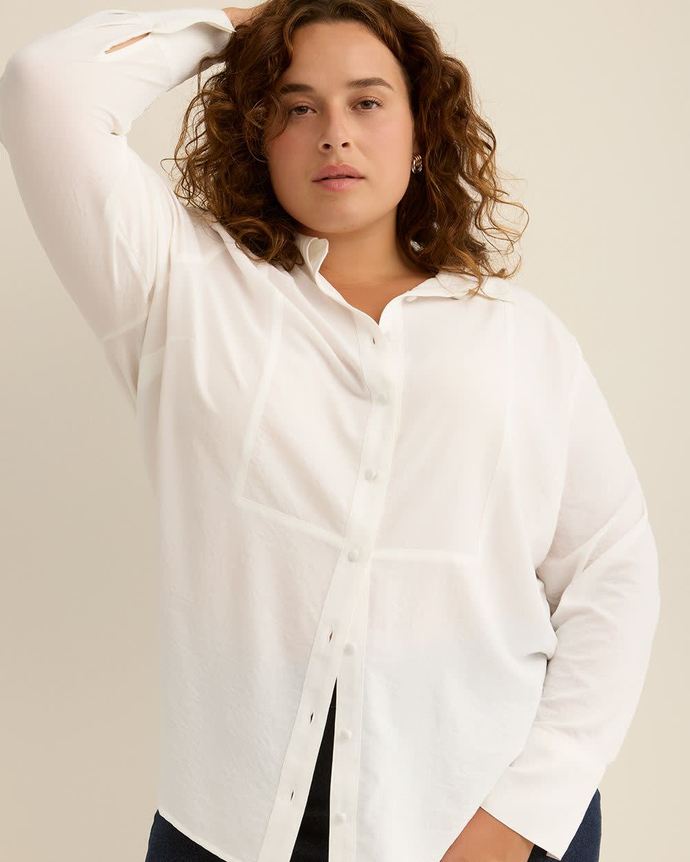 Long-Sleeve Long Tuxedo Shirt Snow white 1 Long-Sleeve Long Tuxedo Shirt Snow white