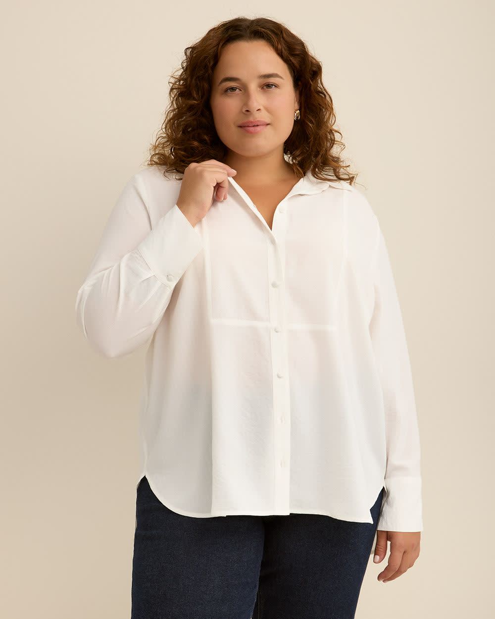 Long-Sleeve Long Tuxedo Shirt Snow white 4 Long-Sleeve Long Tuxedo Shirt Snow white