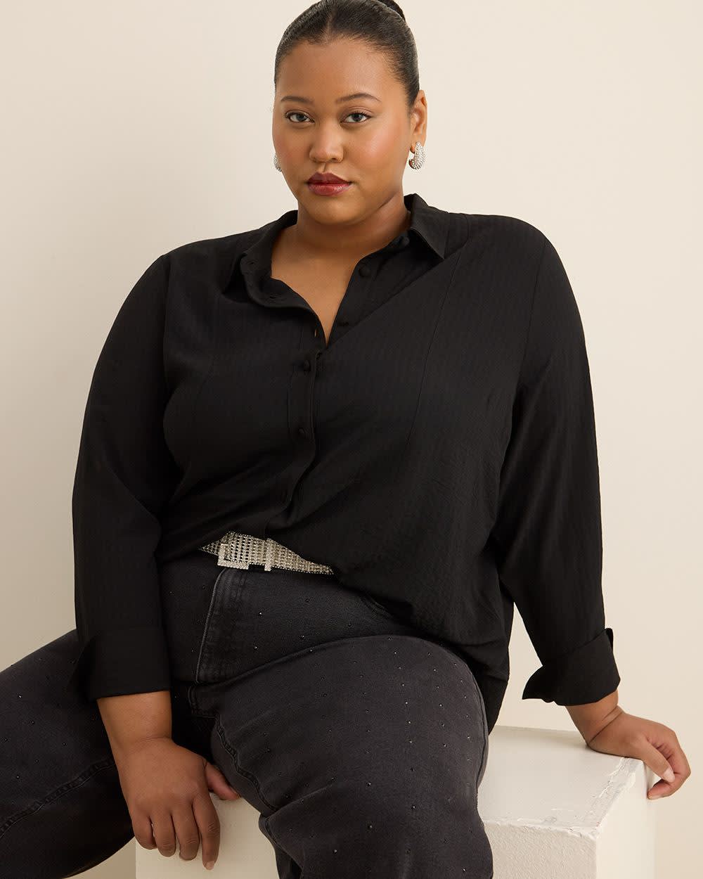 Long-Sleeve Long Tuxedo Shirt Black 1 Long-Sleeve Long Tuxedo Shirt Black