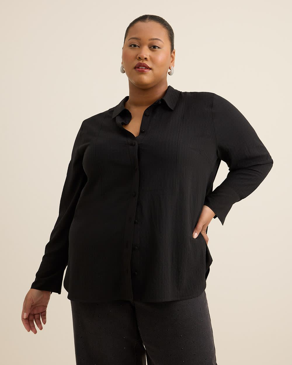 Long-Sleeve Long Tuxedo Shirt Black 4 Long-Sleeve Long Tuxedo Shirt Black