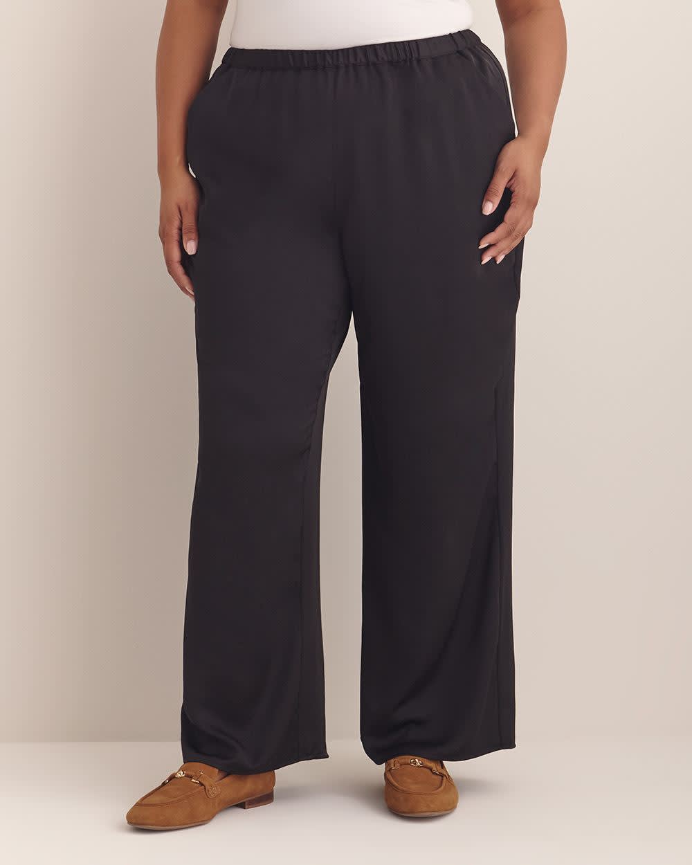 Satin Wide-Leg Pant Black
