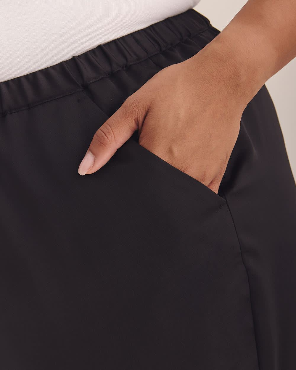 Satin Wide-Leg Pant Black