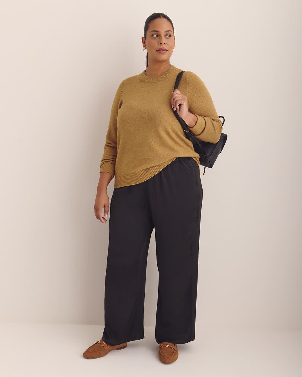 Satin Wide-Leg Pant Black