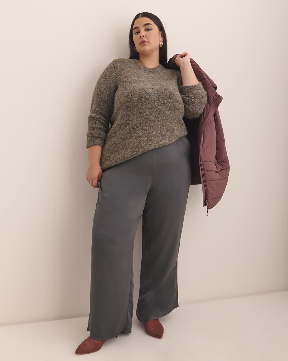 Satin Wide-Leg Pant Blackened pearl
