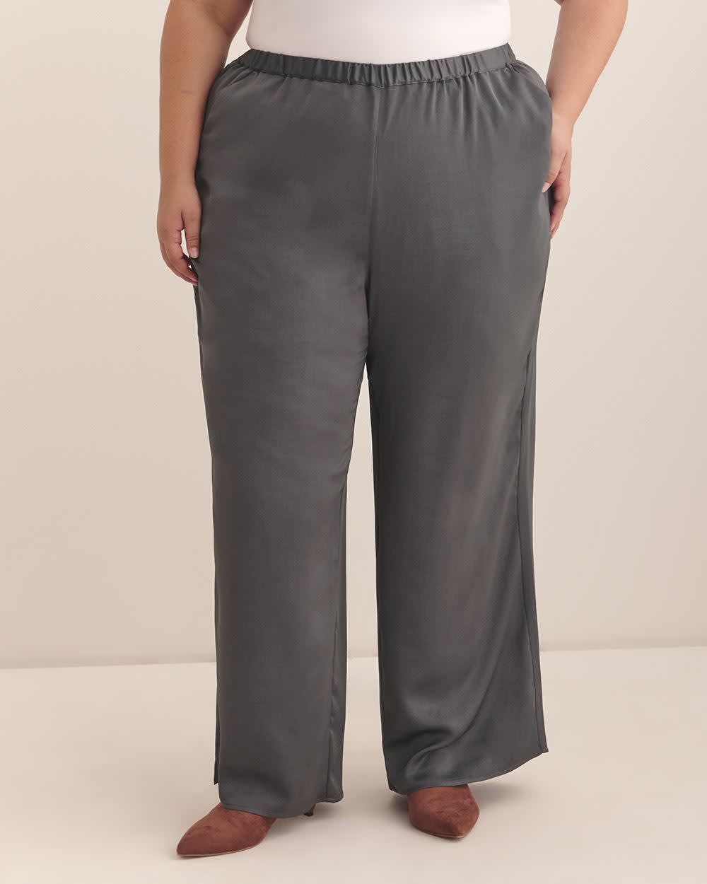 Satin Wide-Leg Pant Blackened pearl