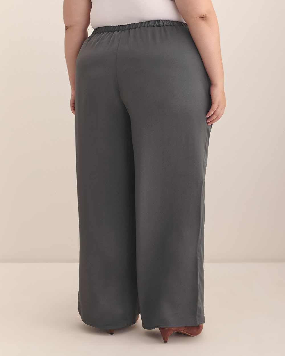 Satin Wide-Leg Pant Blackened pearl