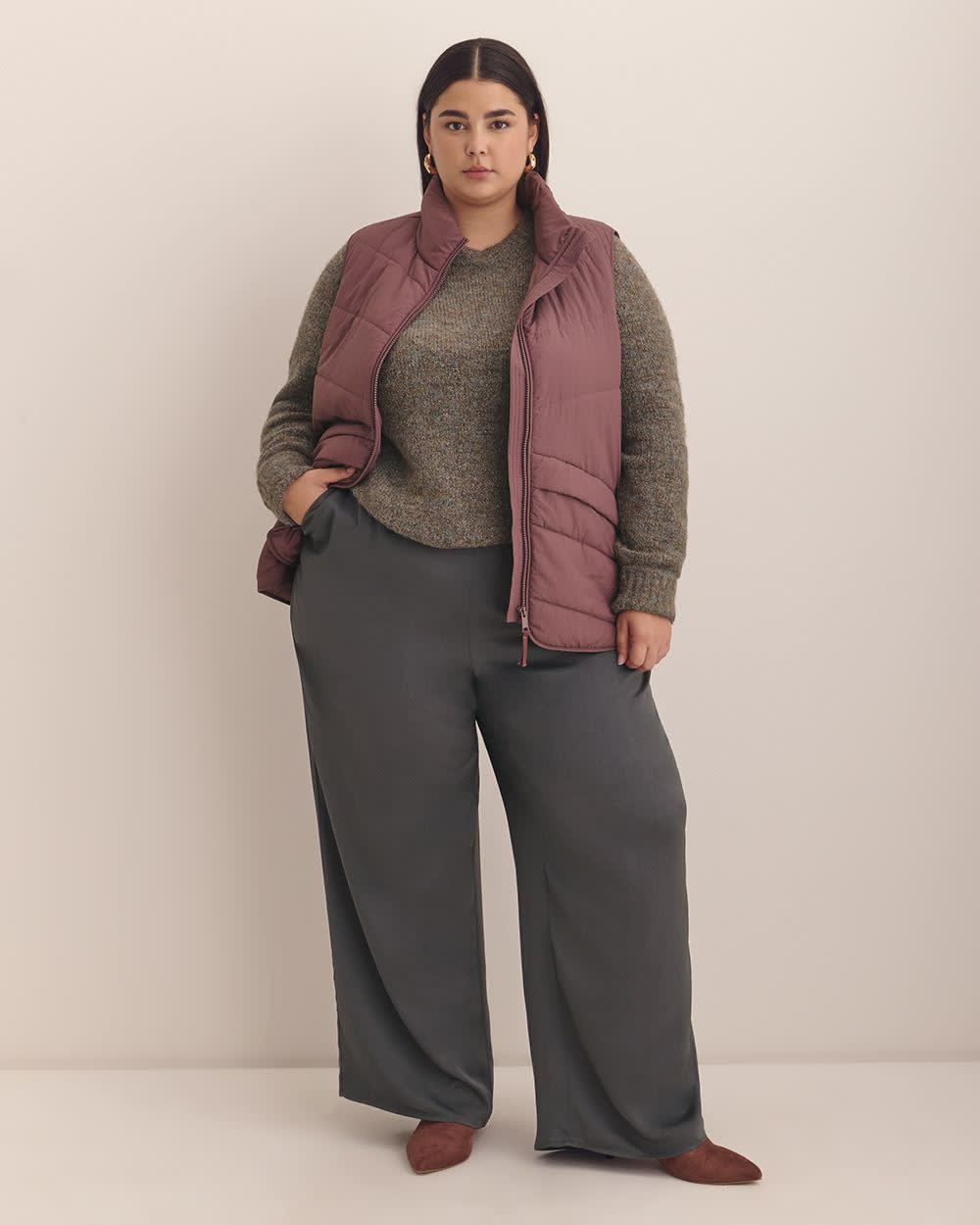Satin Wide-Leg Pant Blackened pearl
