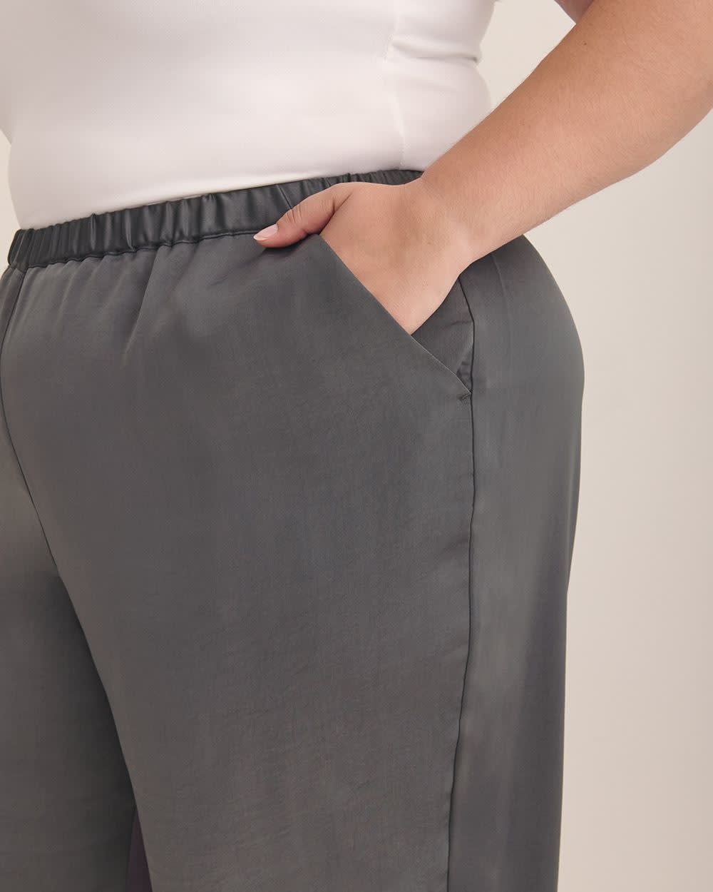 Satin Wide-Leg Pant Blackened pearl