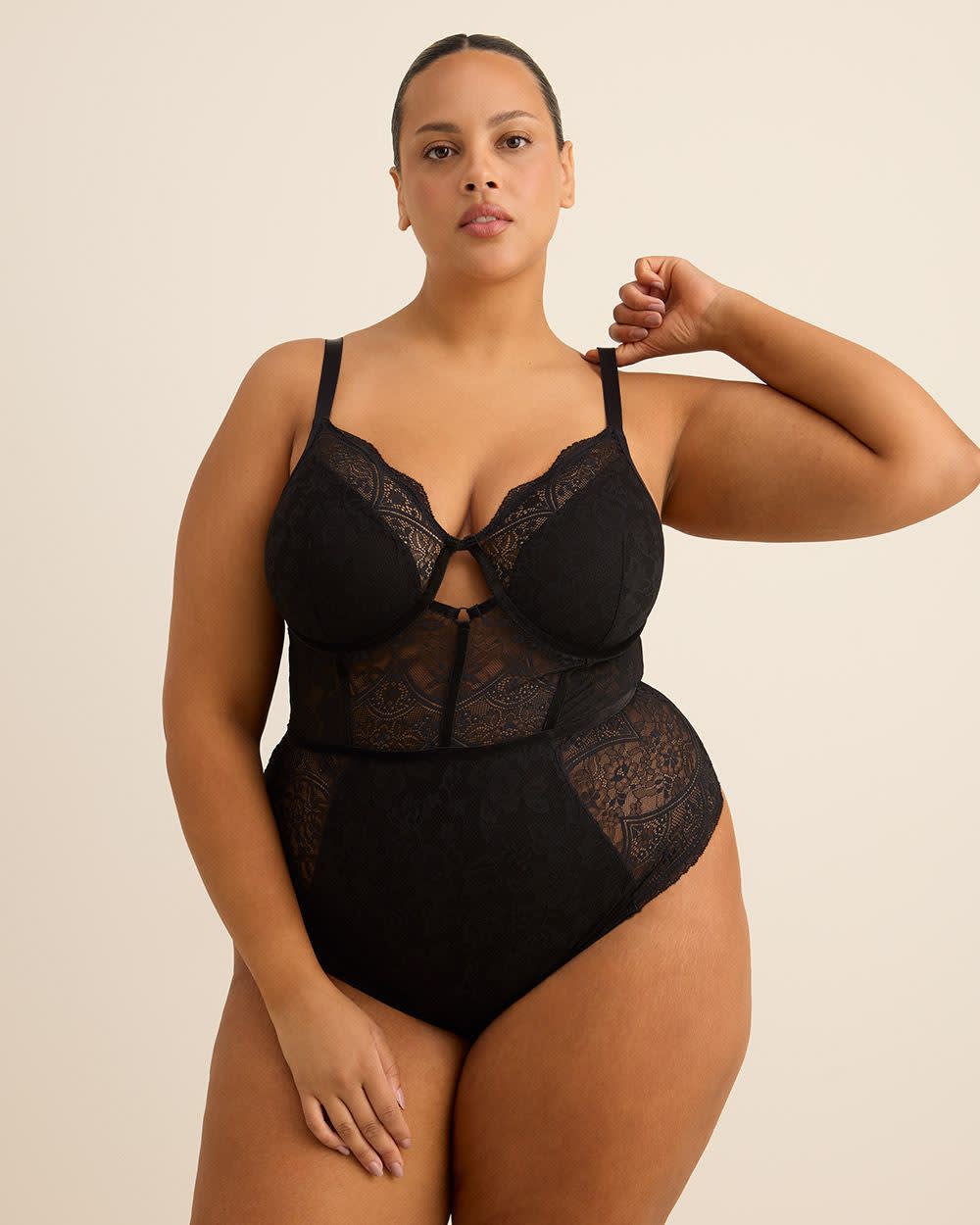 Sexy Black Underwire Unlined Lace Cheeky Bodysuit - Déesse Collection Black 1 Sexy Black Underwire Unlined Lace Cheeky Bodysuit - Déesse Collection Black