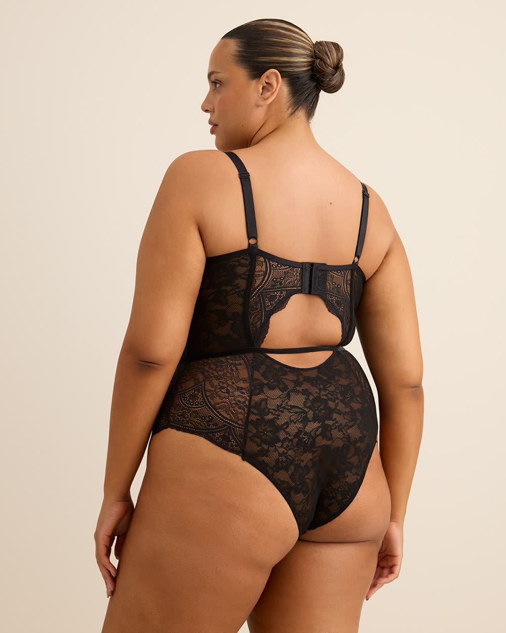 Sexy Black Underwire Unlined Lace Cheeky Bodysuit - Déesse Collection Black 3 Sexy Black Underwire Unlined Lace Cheeky Bodysuit - Déesse Collection Black