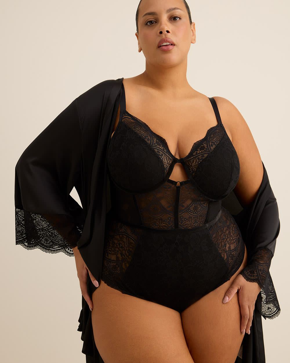 Sexy Black Underwire Unlined Lace Cheeky Bodysuit - Déesse Collection Black 4 Sexy Black Underwire Unlined Lace Cheeky Bodysuit - Déesse Collection Black