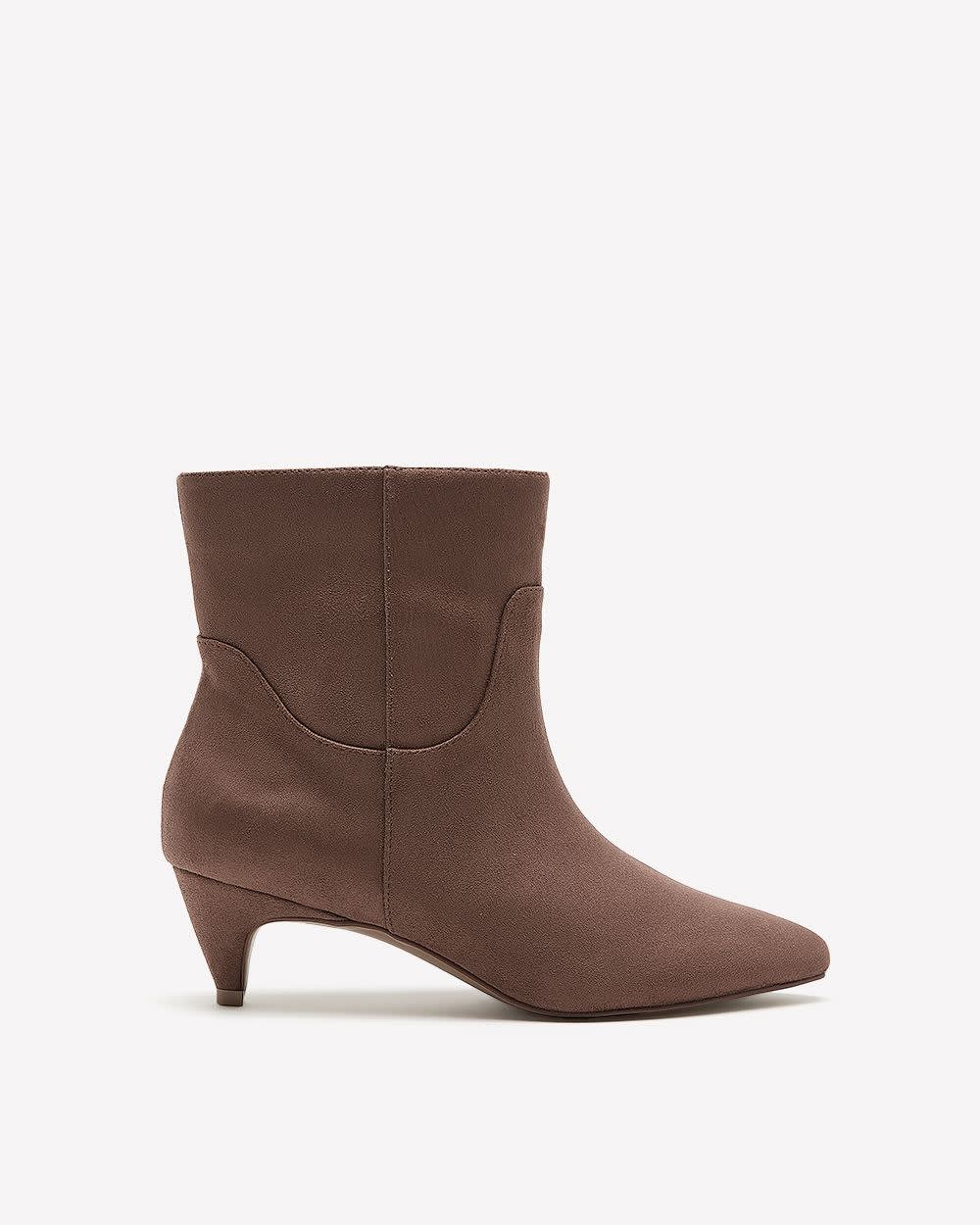Extra Wide Width, Brown Microsuede Kitten-Heel Bootie Brown 1 Extra Wide Width, Brown Microsuede Kitten-Heel Bootie Brown