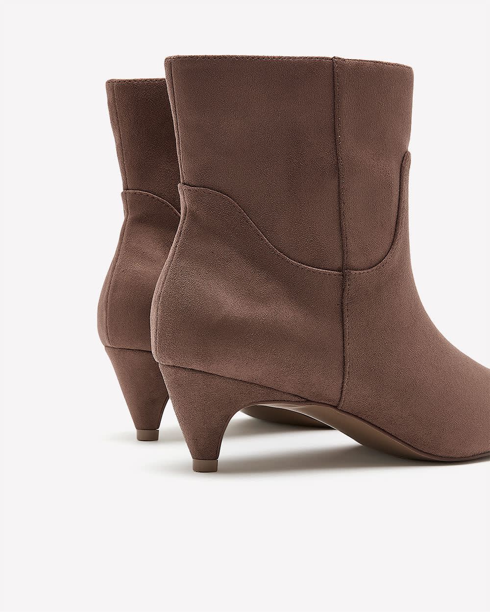 Extra Wide Width, Brown Microsuede Kitten-Heel Bootie Brown 2 Extra Wide Width, Brown Microsuede Kitten-Heel Bootie Brown