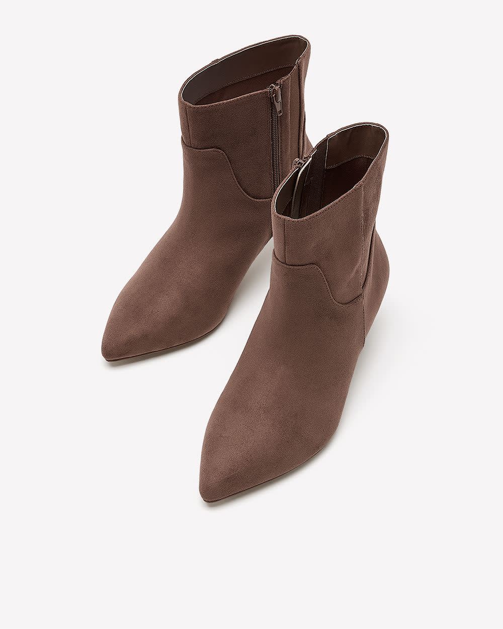 Extra Wide Width, Brown Microsuede Kitten-Heel Bootie Brown 4 Extra Wide Width, Brown Microsuede Kitten-Heel Bootie Brown