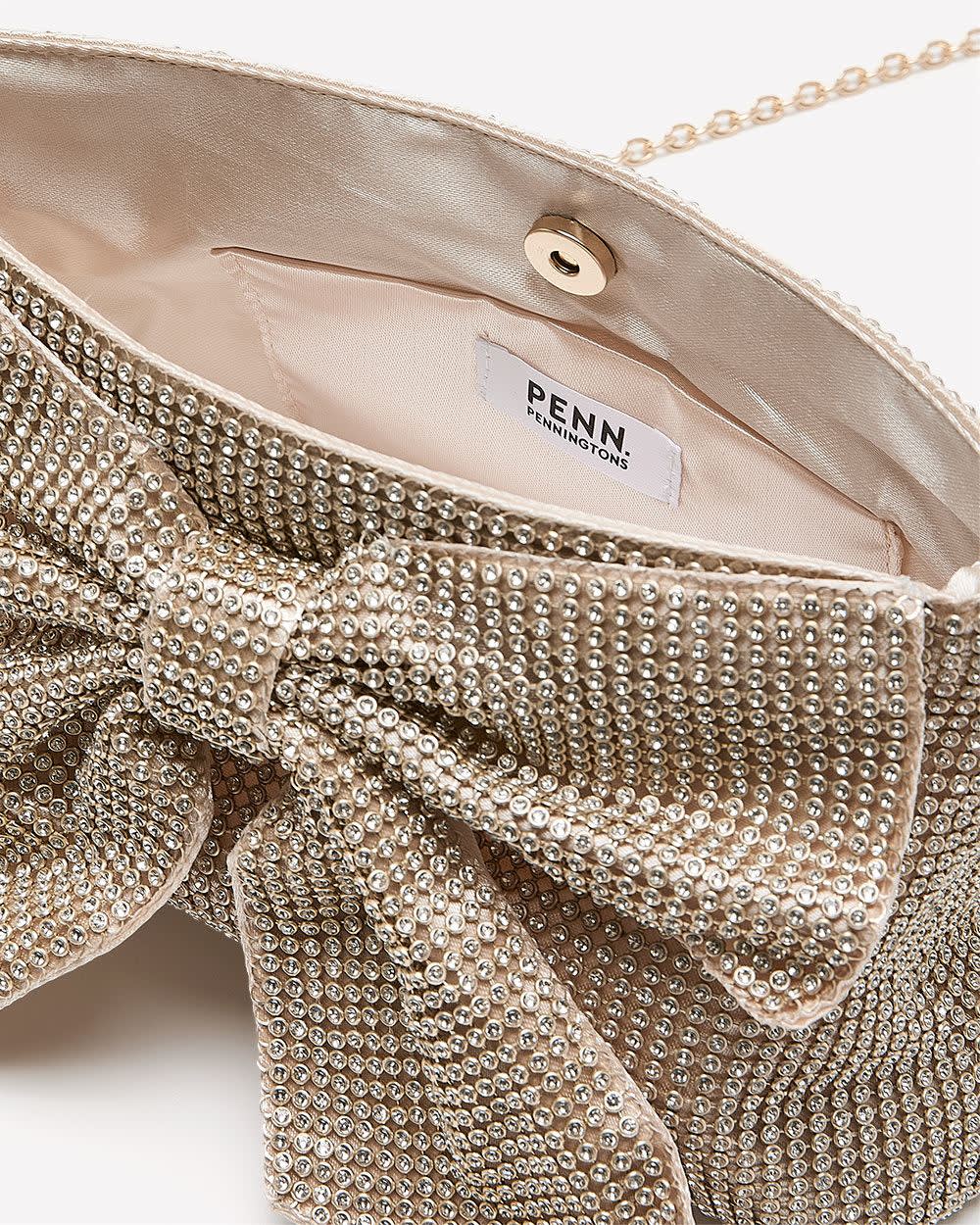 Gold Rhinestone Crossbody Handbag with Bow Gold 2 Gold Rhinestone Crossbody Handbag with Bow Gold