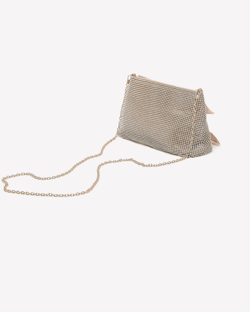 Gold Rhinestone Crossbody Handbag with Bow Gold 3 Gold Rhinestone Crossbody Handbag with Bow Gold