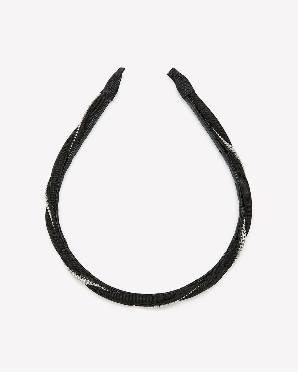Black Hair Headband with Rhinestones Black