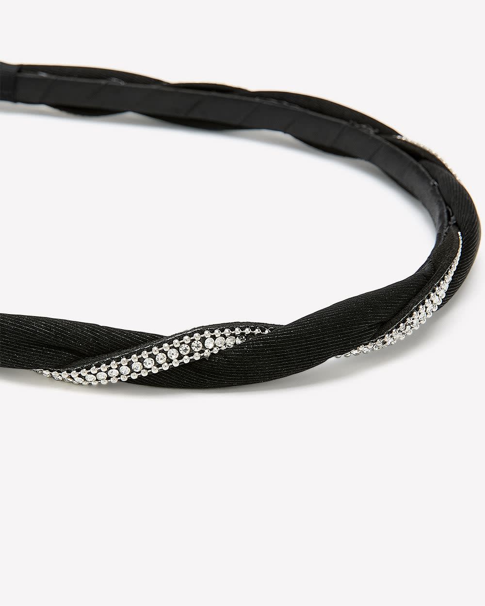 Black Hair Headband with Rhinestones Black