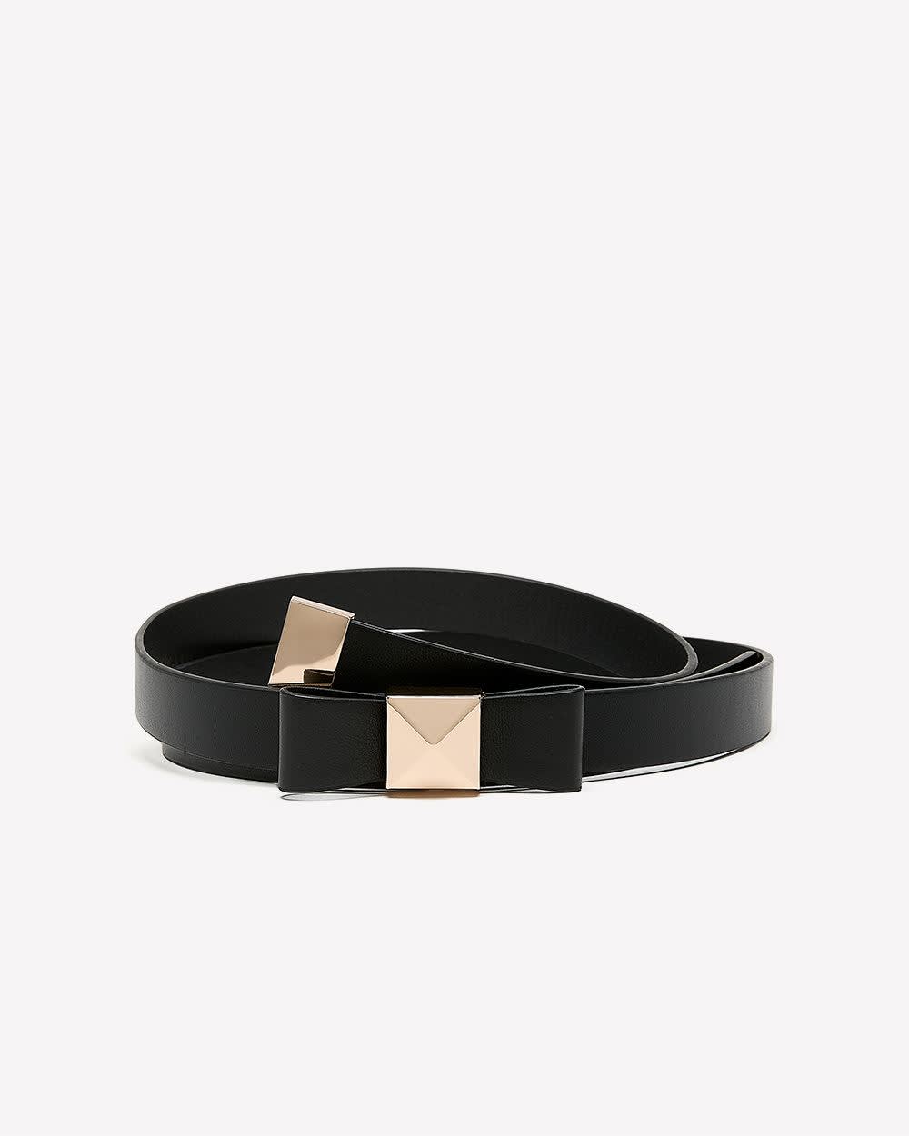 Black Skinny Belt with Bow Black